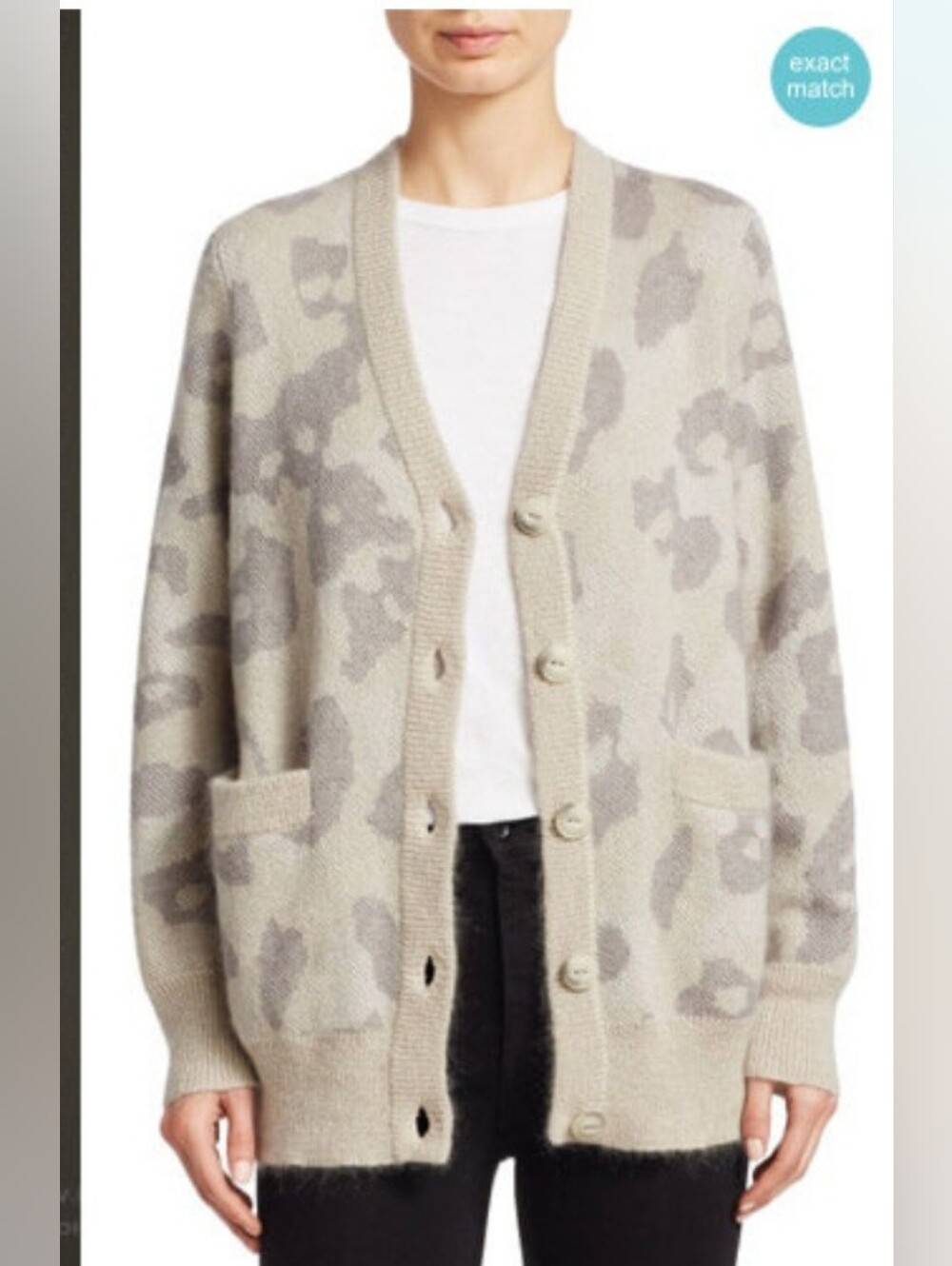 Rag & Bone Snow Leopard Wool, Alpaca, Mohair Silk Blend Cardigian